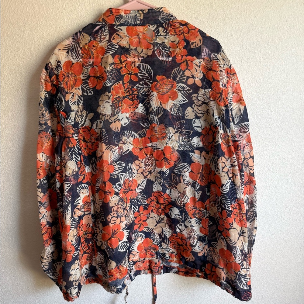 Ruby Rd Floral Sheer Button-Down Blouse - image 7